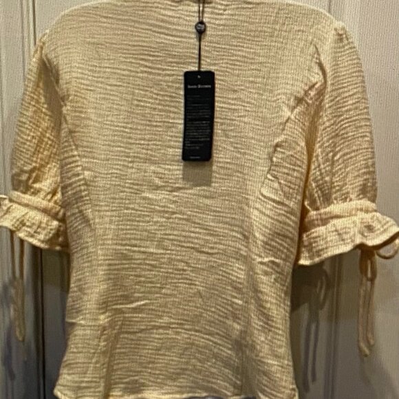 SCARLET DARKNESS RENAISSANCE SHORT SLEEVE BEIGE BLOUSE NWT SZ MED - Picture 4 of 4